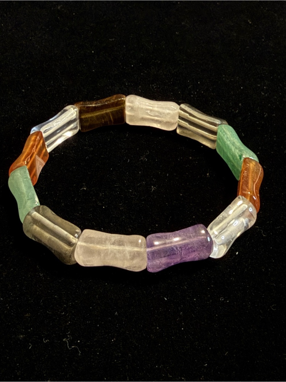 Bamboo Style Multicolor Glass Bead Stretch Bracelet